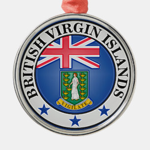 British Virgin Islands  Round Emblem Metal Tree Decoration