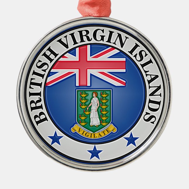 British Virgin Islands  Round Emblem Metal Tree Decoration (Front)