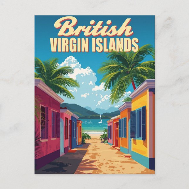 British Virgin Islands Vintage Travel Art Postcard (Front)