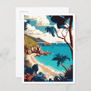 British Virgin Islands vintage travel illustration Postcard
