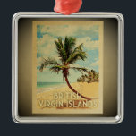 British Virgin Islands Vintage Travel Ornament<br><div class="desc">A cool vintage style British Virgin Islands ornament featuring a palm tree on a sandy beach with blue sky and ocean.</div>