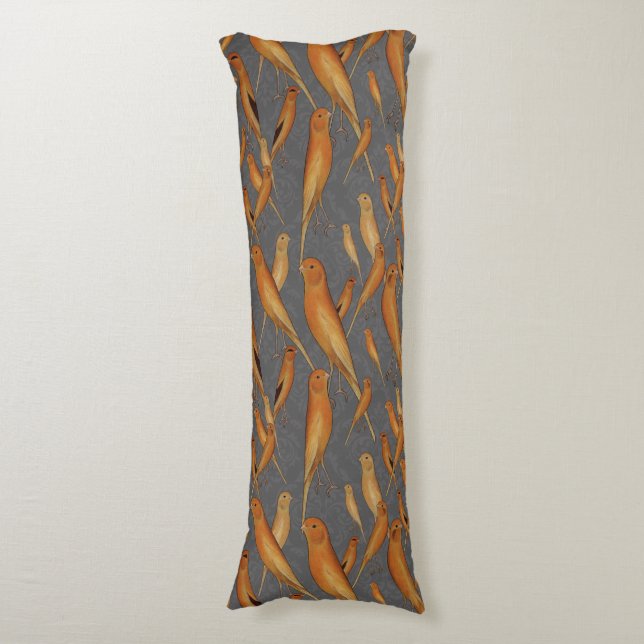 British Yorkshire Canary Grey Background Body Cushion (Front Vertical)