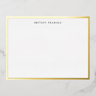 Britney Gold Foil Border Personalised Stationery Foil Invitation Postcard