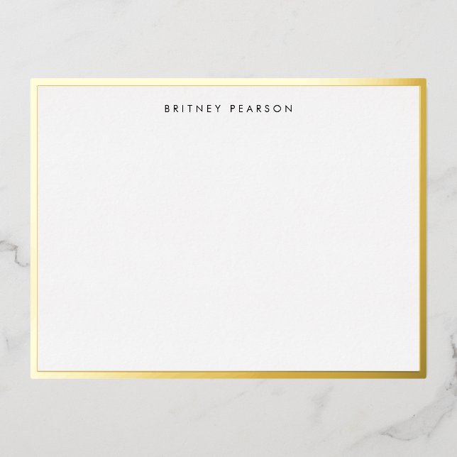 Britney Gold Foil Border Personalised Stationery Foil Invitation Postcard (Front)