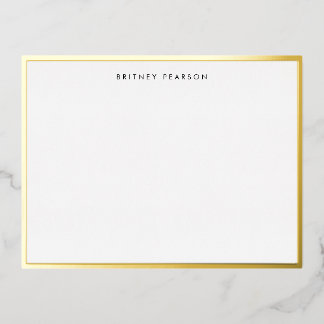 Britney Gold Foil Border Personalised Stationery Invitation Postcard