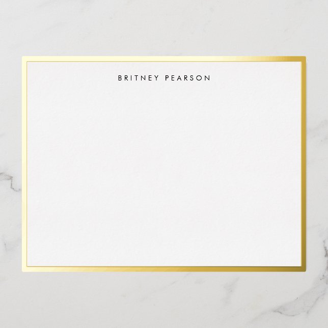 Britney Gold Foil Border Personalised Stationery Invitation Postcard (Front)