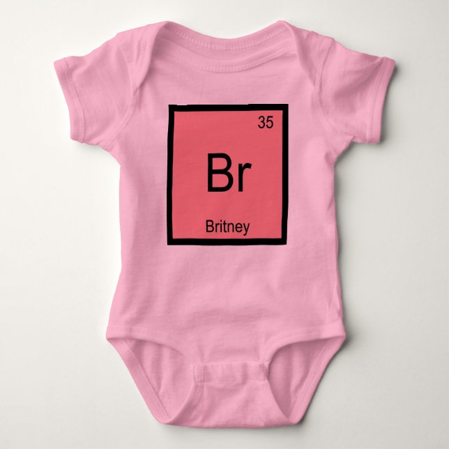 Britney Name Chemistry Element Periodic Table Baby Bodysuit (Front)