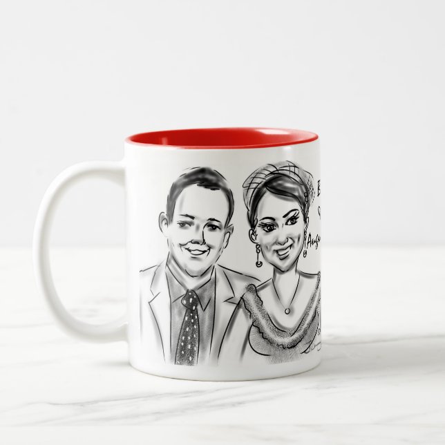 Brittany & Adam's Wedding Caricature Mug 2014b (Left)