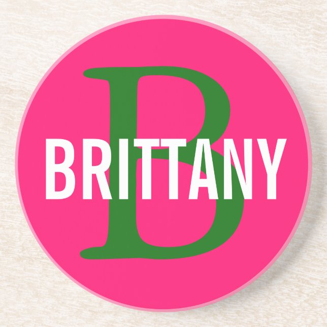 Brittany Breed Monogram Design Coaster (Front)