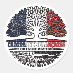 Brittany Breton French France Tree Roots Flag Classic Round Sticker