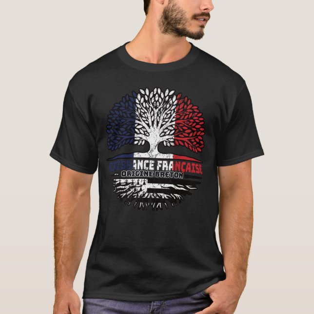 Brittany Breton French France Tree Roots Flag T-Shirt (Front)