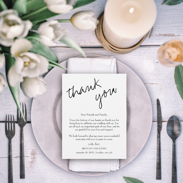 Brittany Calligraphy Wedding Reception Thank You Postcard (Creator Uploaded)