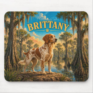Brittany, Cypress Swamp Vintage Watercolor Dog Art Mouse Pad