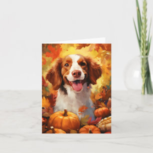 Brittany dog Autumn Thanksgiving Card