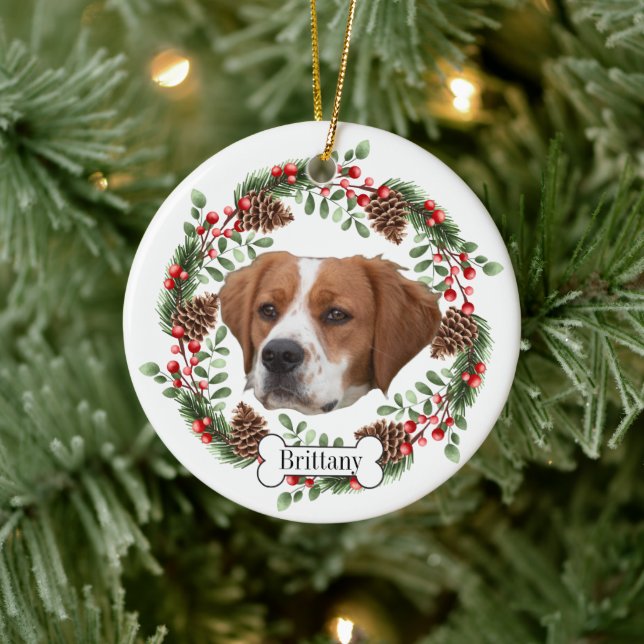 Brittany  dog ceramic tree decoration (Tree)