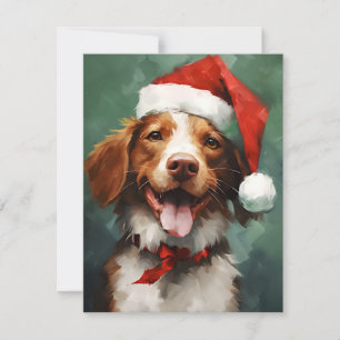 Brittany dog Christmas brush painting artwork Holiday Card