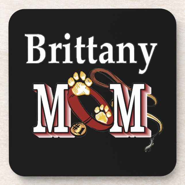 Brittany Dog MOM Coaster (Front)