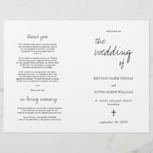 Brittany Elegant Christian Folded Wedding Program