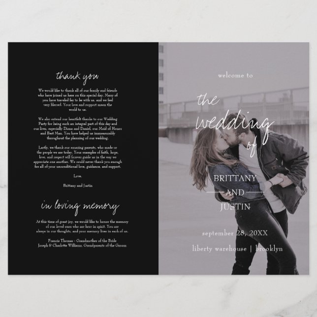 Brittany Elegant Photo Folded Program Wedding (Front)