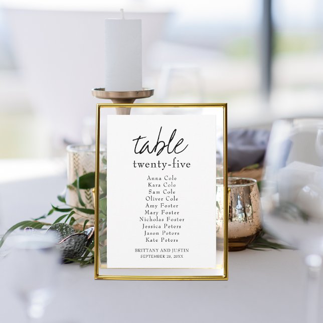 Brittany Elegant Wedding Table Seating Chart Card (Creator Uploaded)