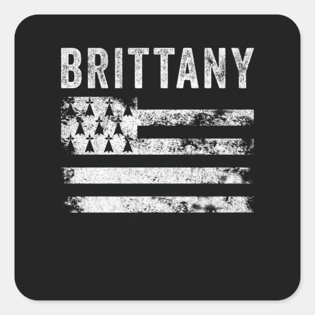 Brittany Flag Distressed - Breton Flag Square Sticker (Front)