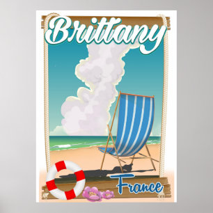 Brittany France beach travel poster
