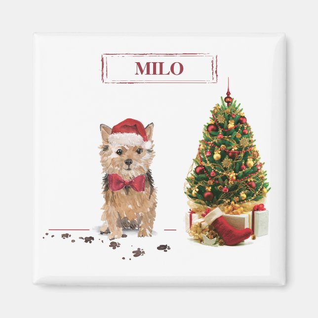 Brittany Funny Christmas Dog and Tree Magnet (Front)