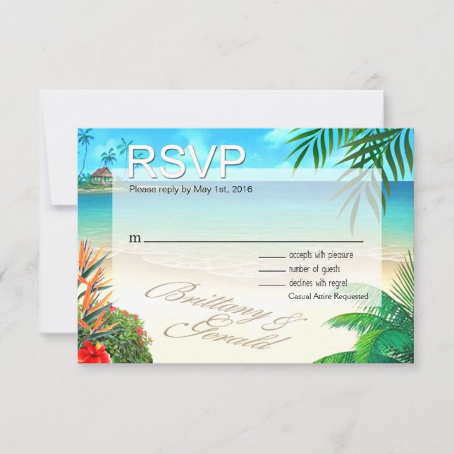 Brittany & Gerald Exotic Beach RSVP ::custom:: (Front)