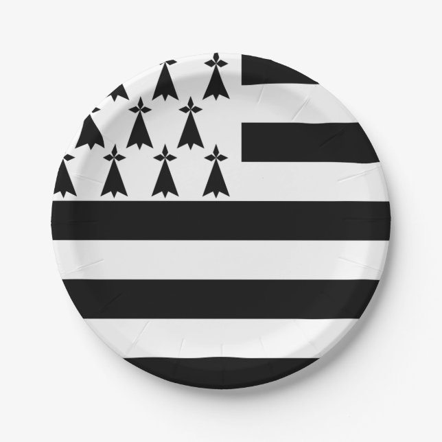 Brittany (Gwenn-ha-du) flag Paper Plate (Front)