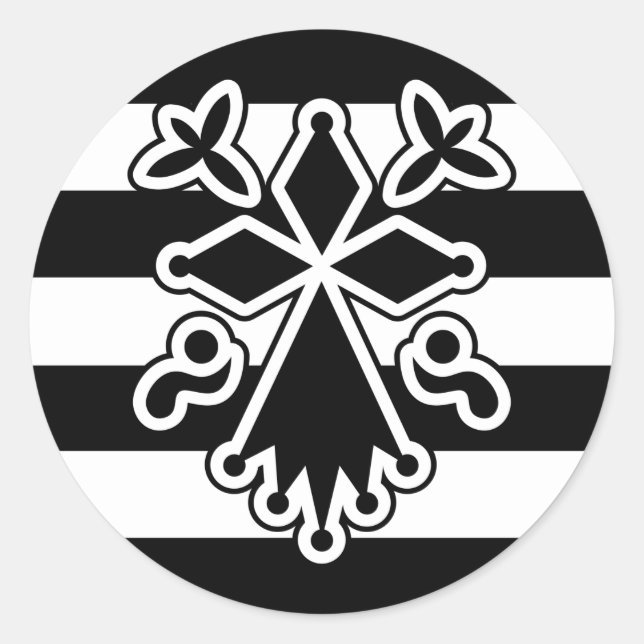 Brittany Hermine in Gwenn ha du (white and black) Classic Round Sticker (Front)