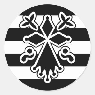 Brittany Hermine in Gwenn ha du (white and black) Classic Round Sticker