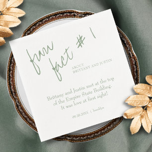 Brittany Modern Sage Green Fun Fact #1 Wedding Napkin