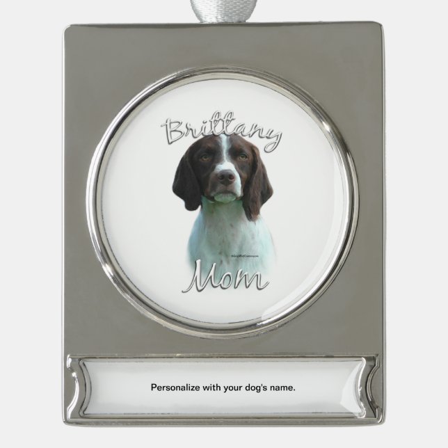 Brittany Mum 2 Silver Plated Banner Ornament (Front)
