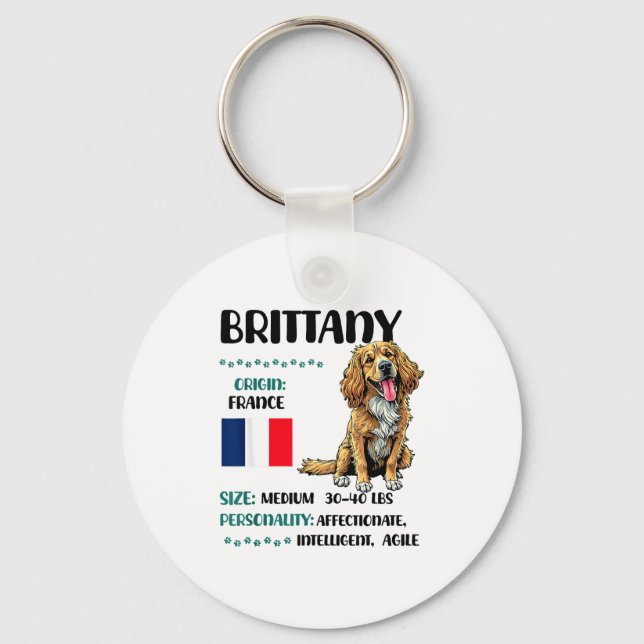 Brittany Origin Funny Brittany Dog Lover  Key Ring (Front)