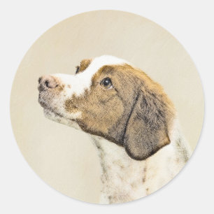 Brittany Painting - Cute Original Dog Art Classic Round Sticker