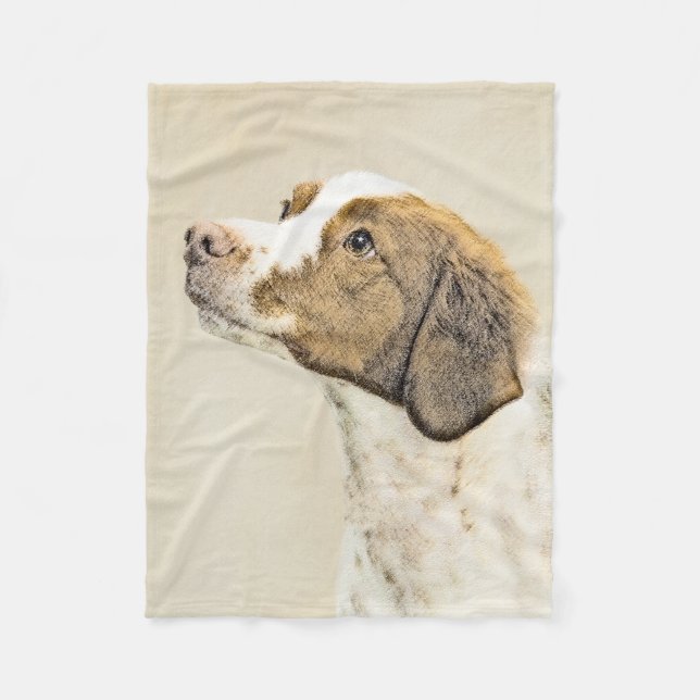 Brittany Painting - Cute Original Dog Art Fleece Blanket (Front)