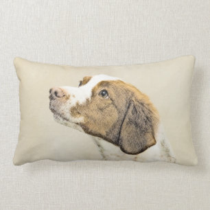 Brittany Painting - Cute Original Dog Art Lumbar Cushion
