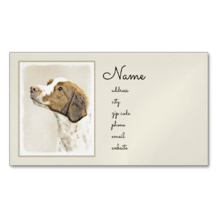 Brittany Painting - Cute Original Dog Art Magnetic Business Card