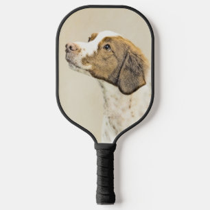 Brittany Painting - Cute Original Dog Art Pickleball Paddle