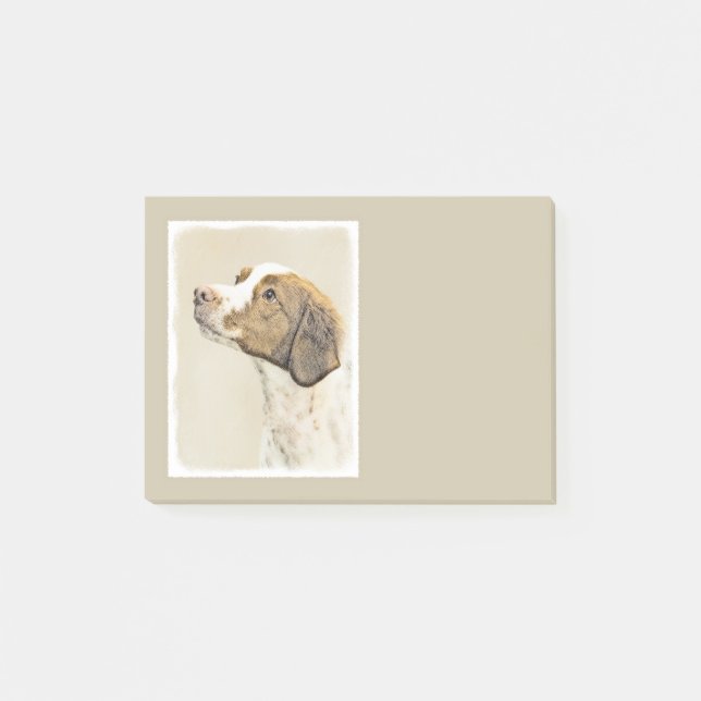 Brittany Painting - Cute Original Dog Art Post-it Notes (Front)