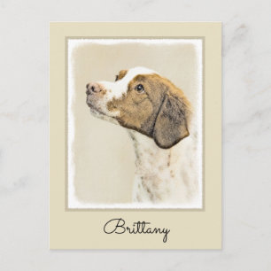 Brittany Painting - Cute Original Dog Art Postcard