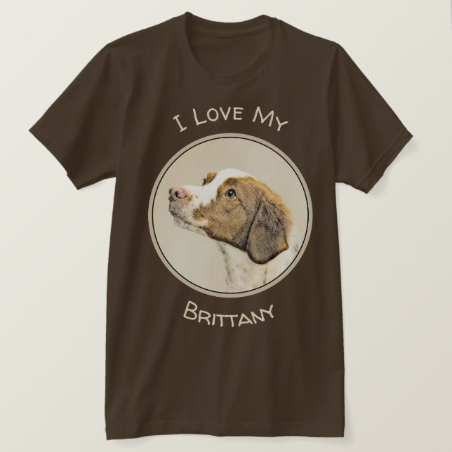 Brittany Painting - Cute Original Dog Art T-Shirt (Design Front)