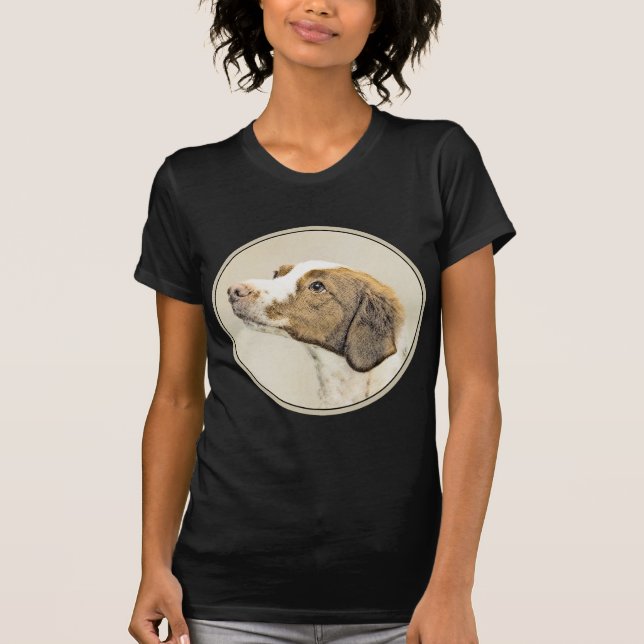 Brittany Painting - Cute Original Dog Art T-Shirt (Front)