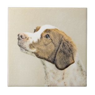 Brittany Painting - Cute Original Dog Art Tile