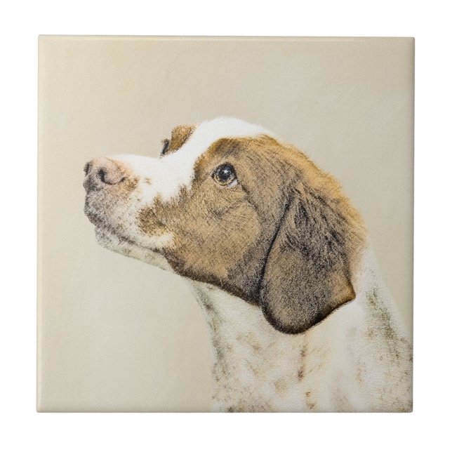 Brittany Painting - Cute Original Dog Art Tile (Front)