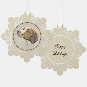 Brittany Painting - Cute Original Dog Art Tree Decoration Card