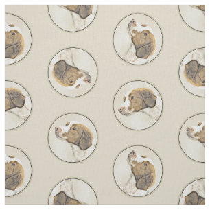 Brittany Painting Orange Roan Spaniel Cute Dog Art Fabric