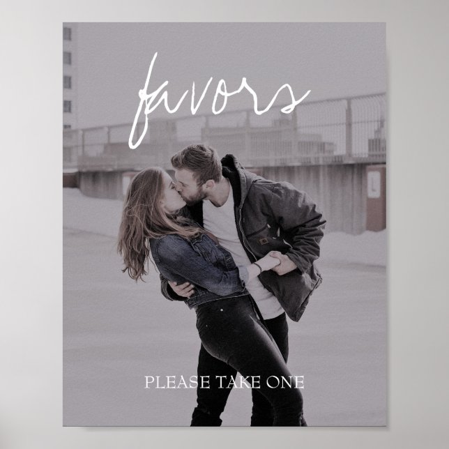 Brittany Photo Calligraphy Wedding Favours Sign (Front)