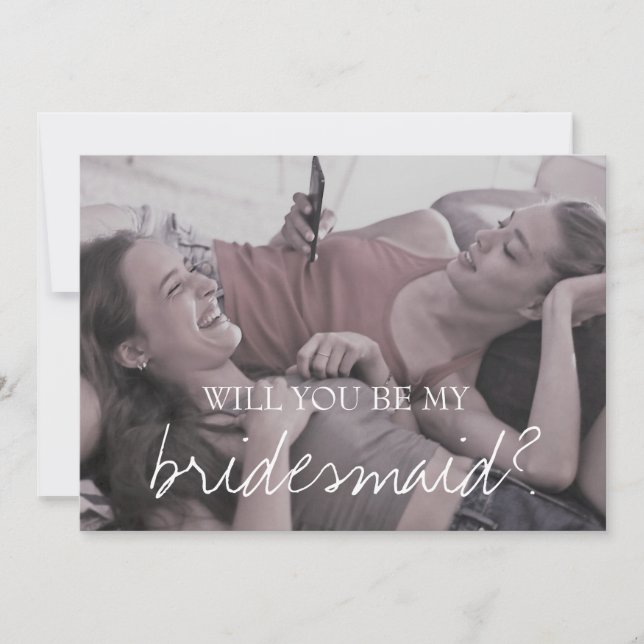 Brittany Photo Script Will You Be My Bridesmaid Invitation (Front)