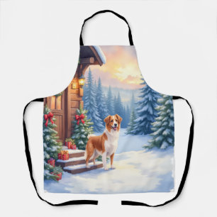 Brittany Rustic Cabin Christmas Winter Art Apron